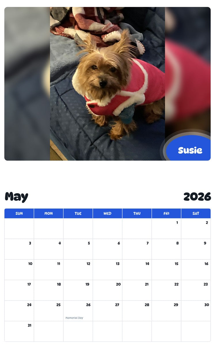 2026 - 2027 Susie - Pawidols Pet Calendar
