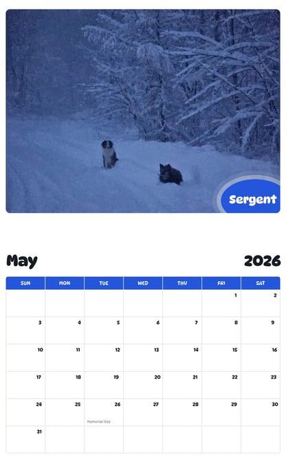 2026 - 2027 Sergent - Pawidols Pet Calendar
