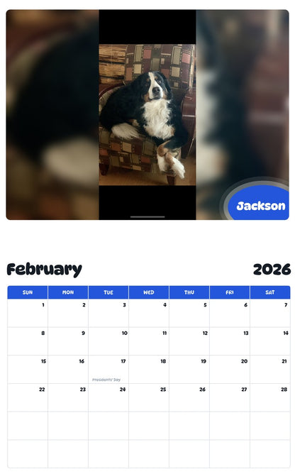 October 2025 - September 2026 Jackson - Pawidols Pet Calendar