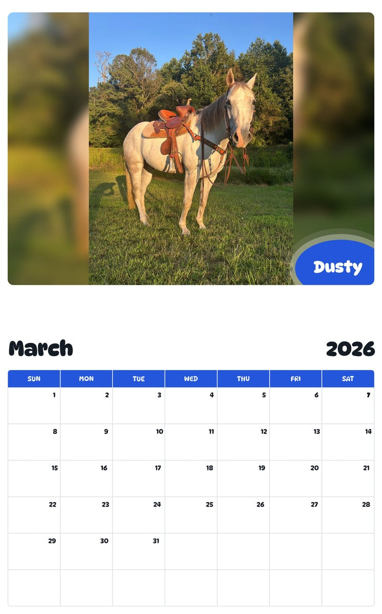 November 2025 - October 2026 Dusty - Pawidols Pet Calendar