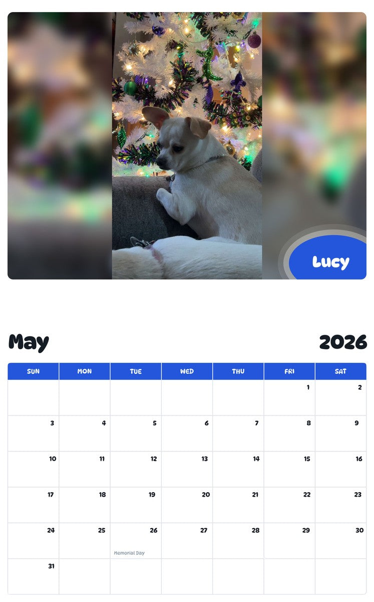 2026 - 2027 Lucy - Pawidols Pet Calendar