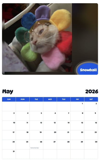 2026 - 2027 Snowball - Pawidols Pet Calendar