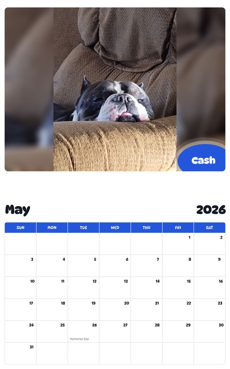 2026 - 2027 Cash - Pawidols Pet Calendar