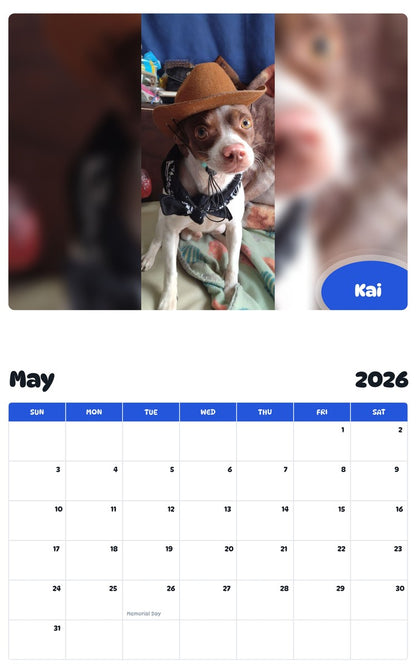 2026 - 2027 Kai - Pawidols Pet Calendar