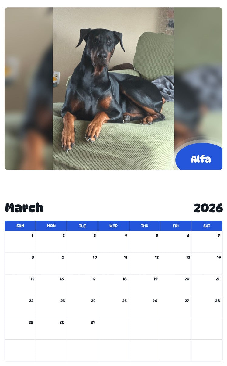 November 2025 - October 2026 Alfa - Pawidols Pet Calendar