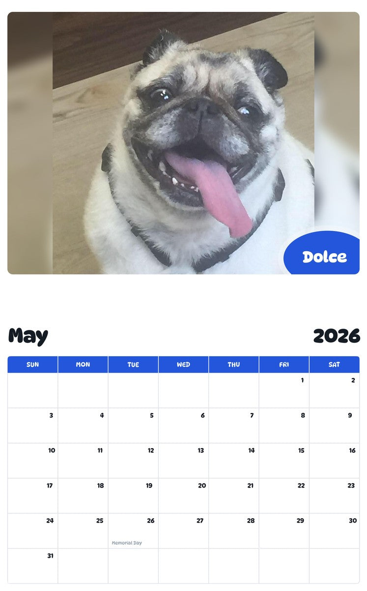 2026 - 2027 Dolce - Pawidols Pet Calendar