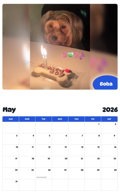 2026 - 2027 Boba - Pawidols Pet Calendar
