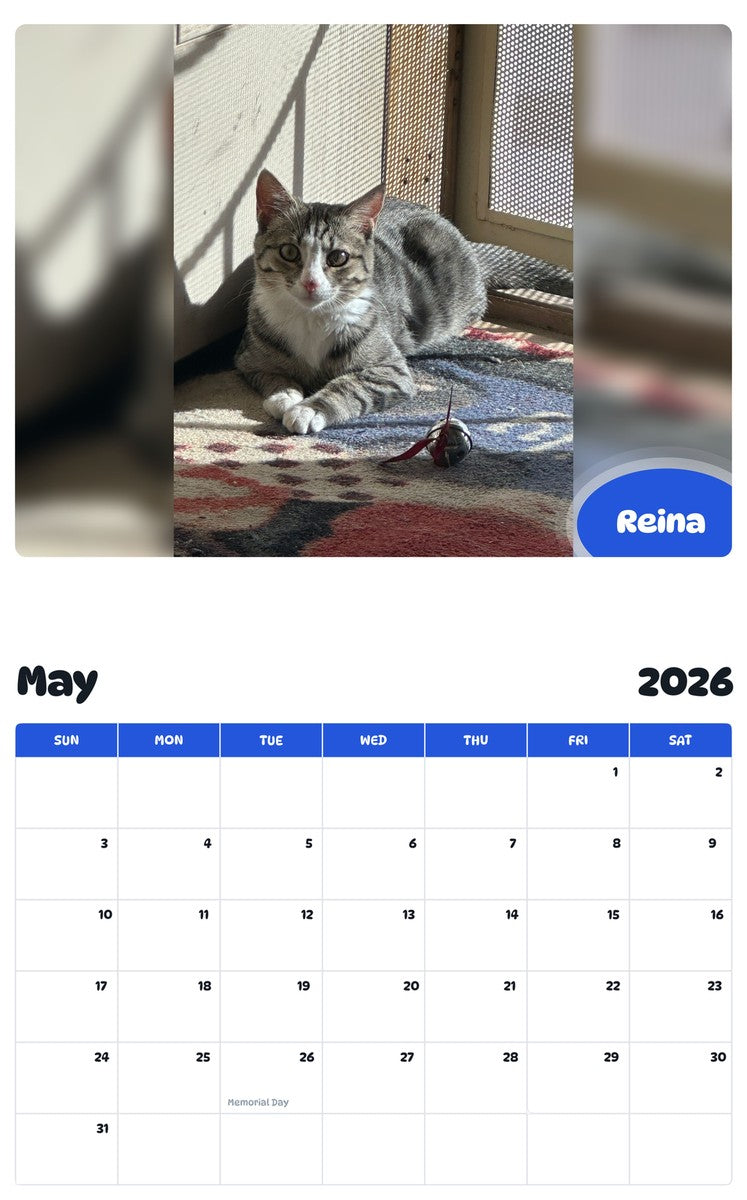 2026 - 2027 Reina - Pawidols Pet Calendar