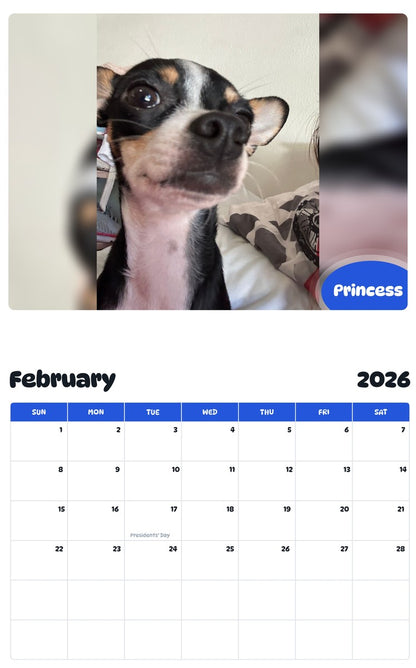 October 2025 - September 2026 Princess - Pawidols Pet Calendar