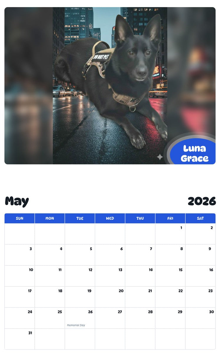 2026 - 2027 Luna Grace - Pawidols Pet Calendar