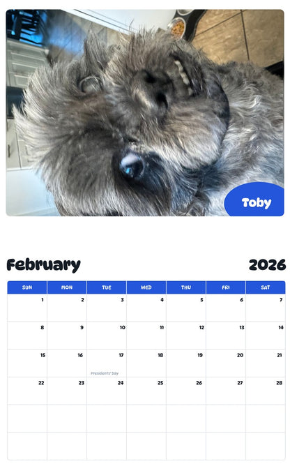 October 2025 - September 2026 Toby - Pawidols Pet Calendar