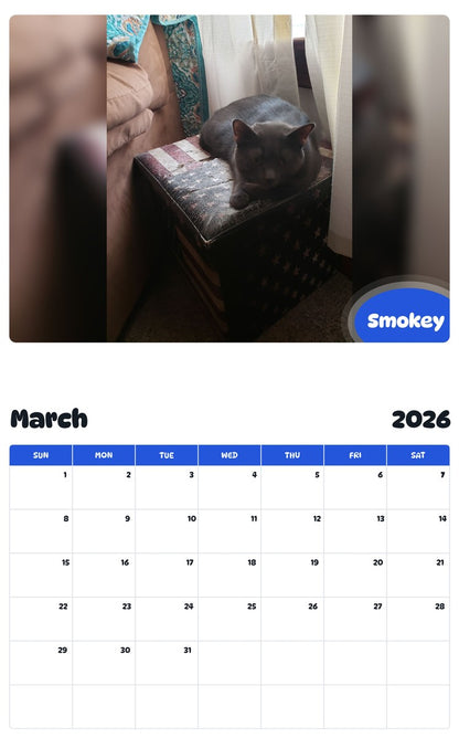 November 2025 - October 2026 Smokey - Pawidols Pet Calendar