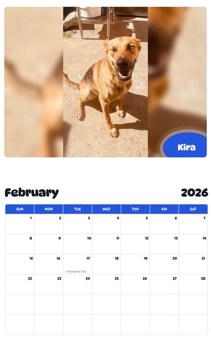 October 2025 - September 2026 Kira - Pawidols Pet Calendar