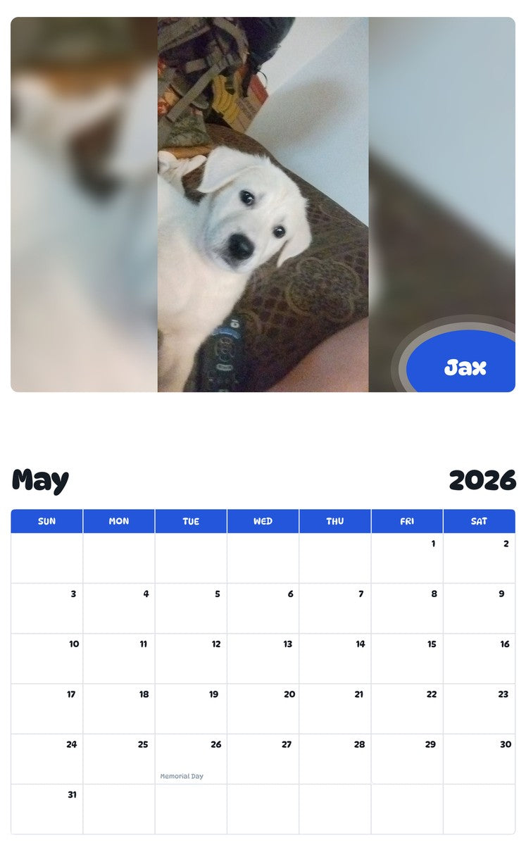 2026 - 2027 Jax - Pawidols Pet Calendar