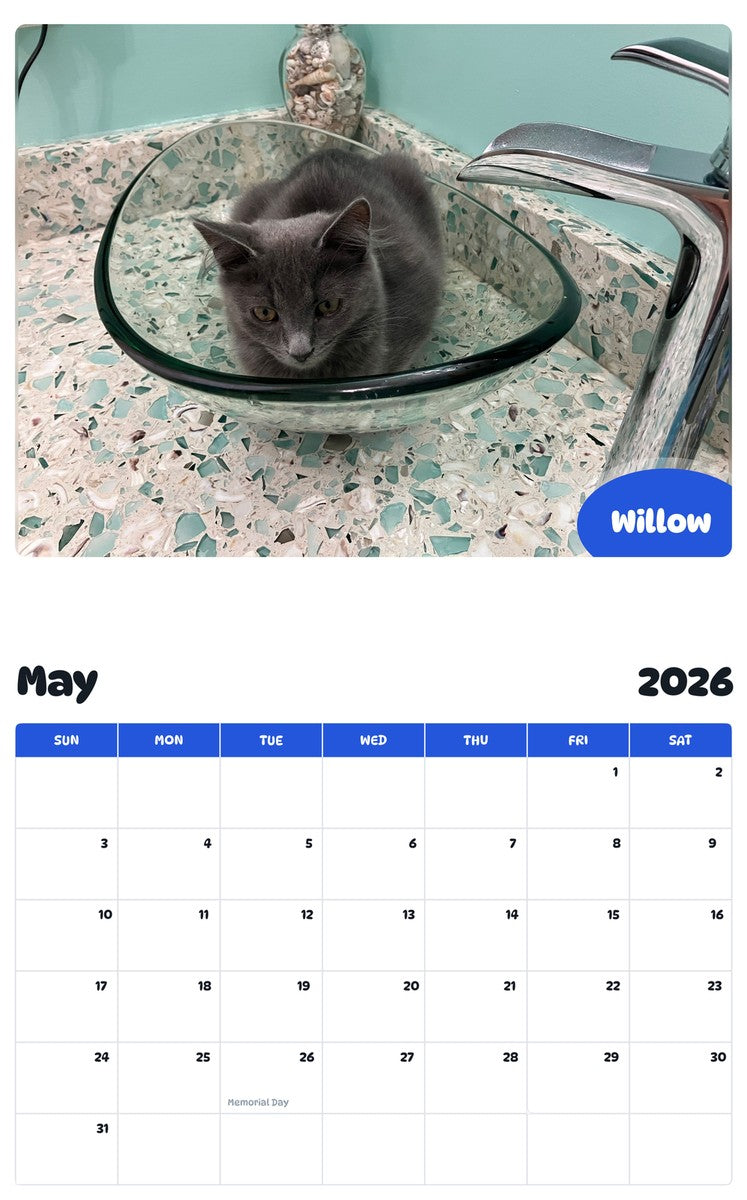 2026 - 2027 Willow - Pawidols Pet Calendar