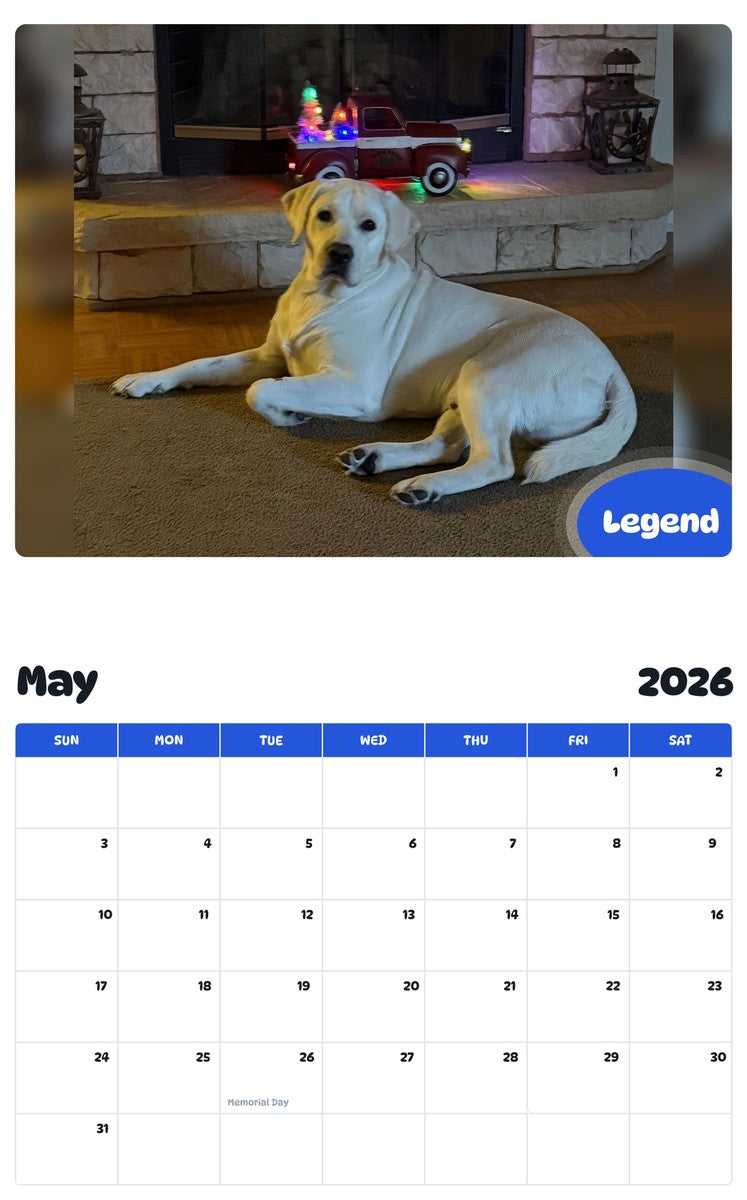 2026 - 2027 Legend - Pawidols Pet Calendar