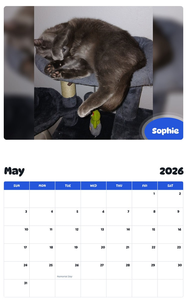 2026 - 2027 Sophie - Pawidols Pet Calendar
