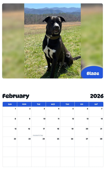 November 2025 - October 2026 Blaze - Pawidols Pet Calendar