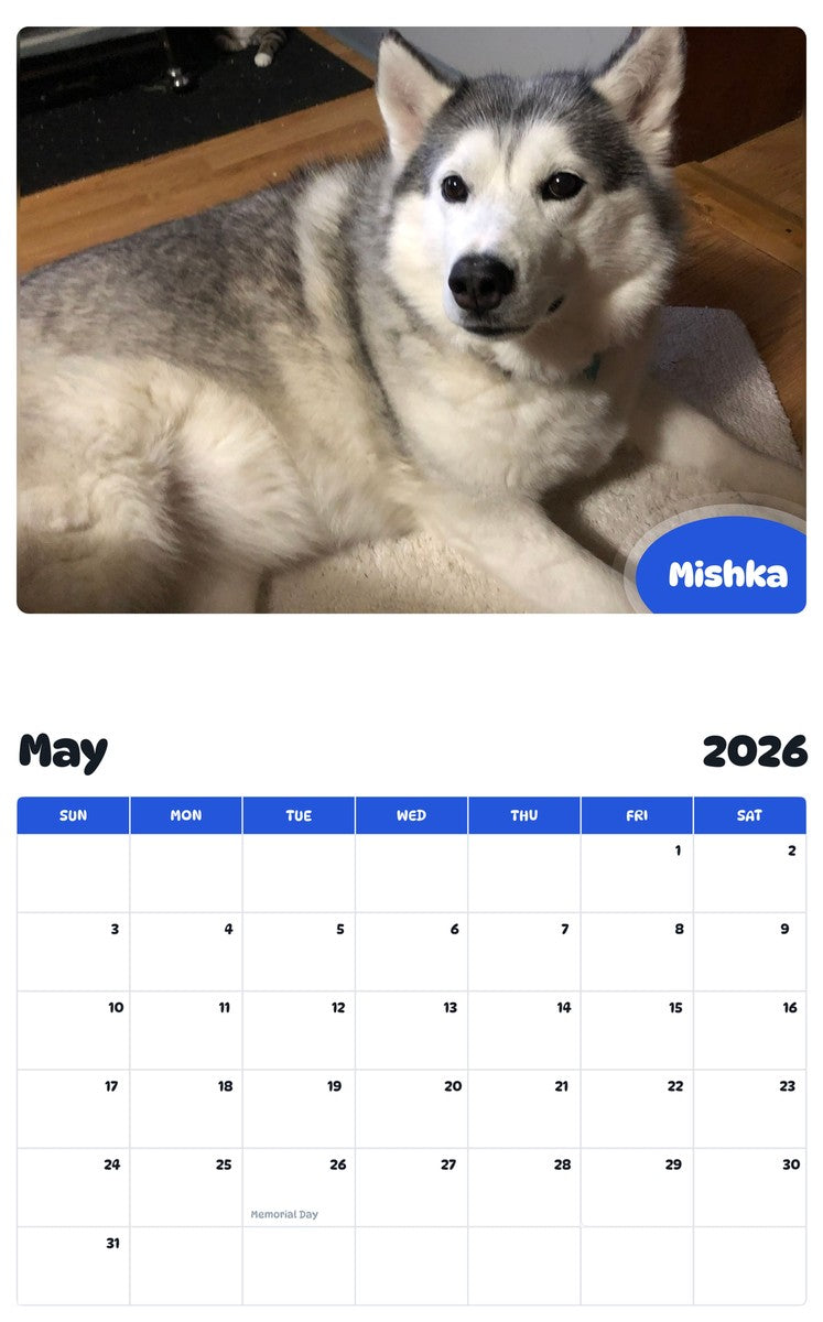 2026 - 2027 Mishka - Pawidols Pet Calendar