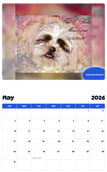 2026 - 2027 Teddy Bear Marchione - Pawidols Pet Calendar