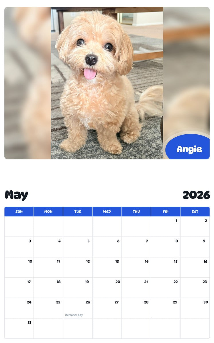 2026 - 2027 Angie - Pawidols Pet Calendar