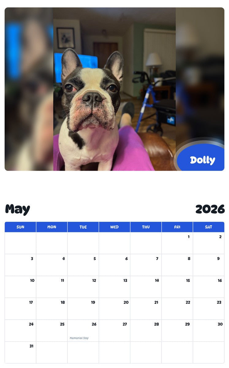 2026 - 2027 Dolly - Pawidols Pet Calendar