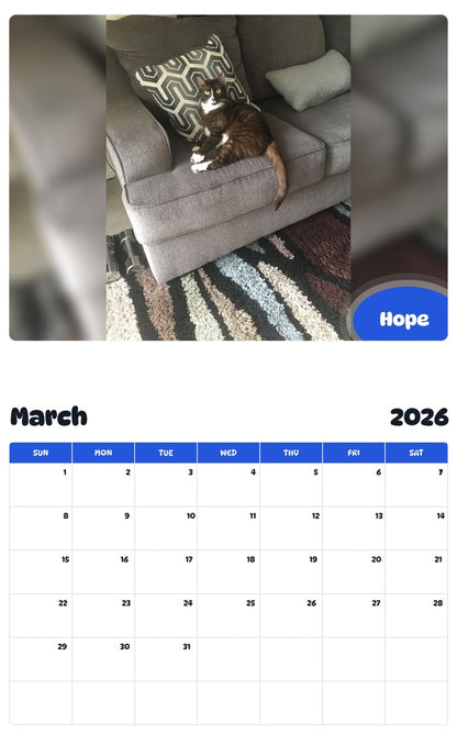November 2025 - October 2026 Hope - Pawidols Pet Calendar