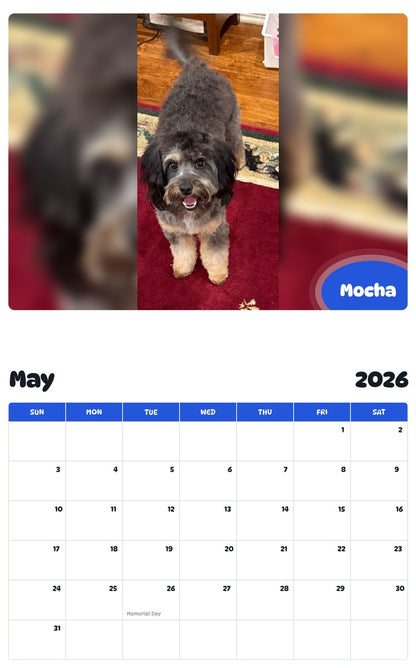 2026 - 2027 Mocha - Pawidols Pet Calendar