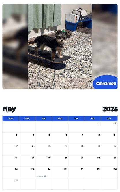 2026 - 2027 Cinnamon - Pawidols Pet Calendar