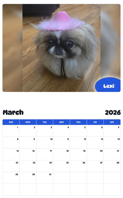 November 2025 - October 2026 Lexi - Pawidols Pet Calendar