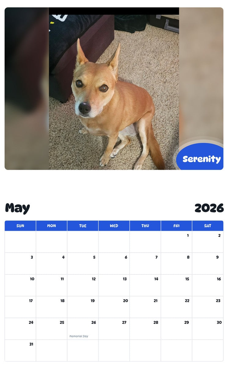 2026 - 2027 Serenity - Pawidols Pet Calendar