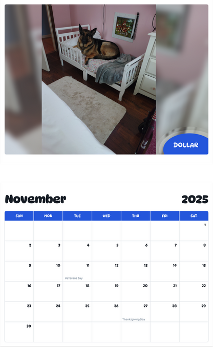 July 2025 - June 2026 Dollar - Pawidols Pet Calendar