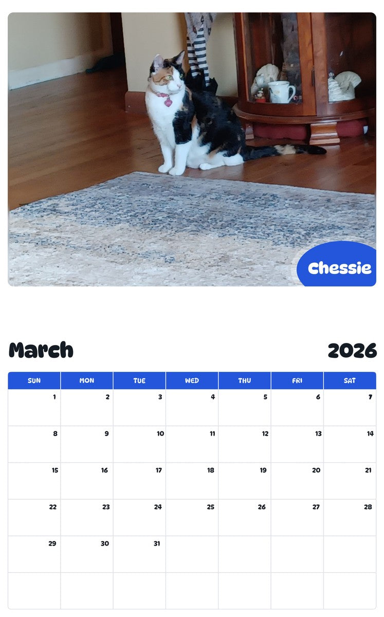 November 2025 - October 2026 Chessie - Pawidols Pet Calendar