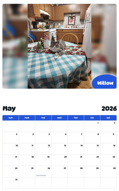 2026 - 2027 Willow - Pawidols Pet Calendar