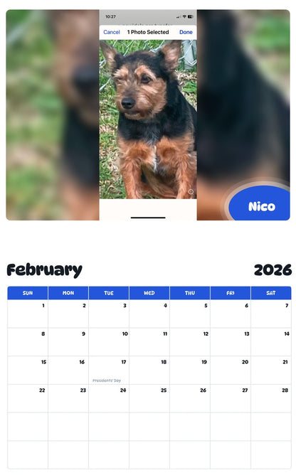 October 2025 - September 2026 Nico - Pawidols Pet Calendar