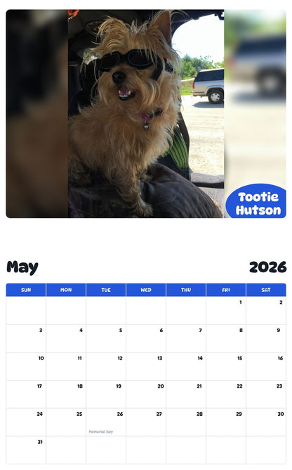 2026 - 2027 Tootie Hutson - Pawidols Pet Calendar