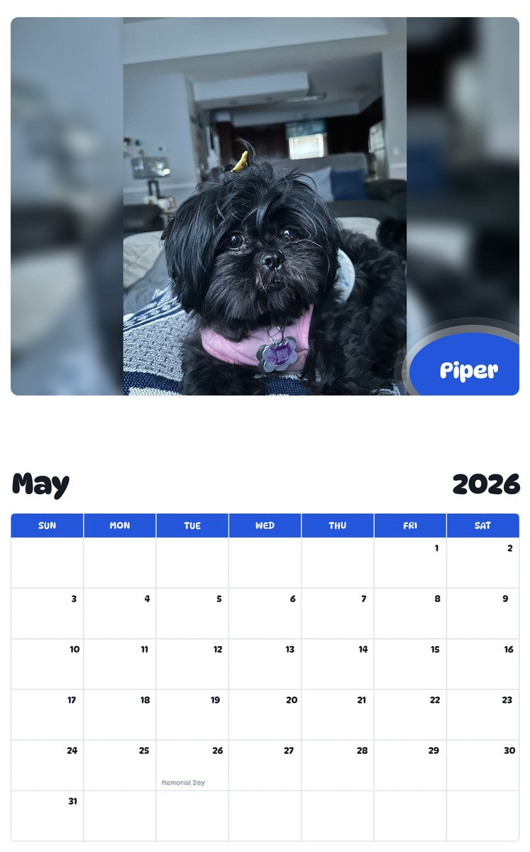 2026 - 2027 Piper - Pawidols Pet Calendar