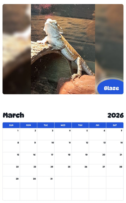 November 2025 - October 2026 Blaze - Pawidols Pet Calendar