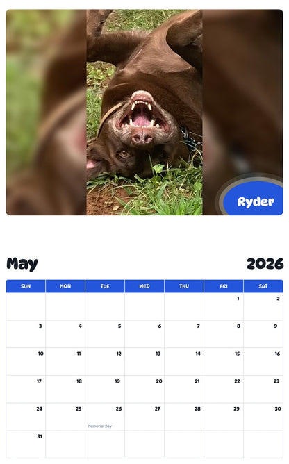2026 - 2027 Ryder - Pawidols Pet Calendar