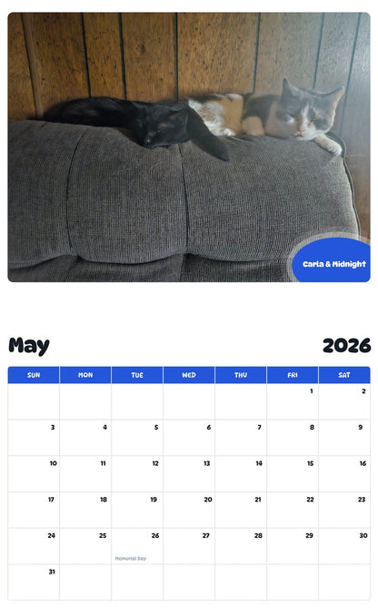 2026 - 2027 Carla & Midnight - Pawidols Pet Calendar
