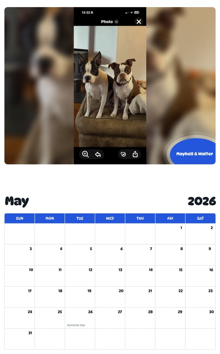 2026 - 2027 Maybell & Walter - Pawidols Pet Calendar