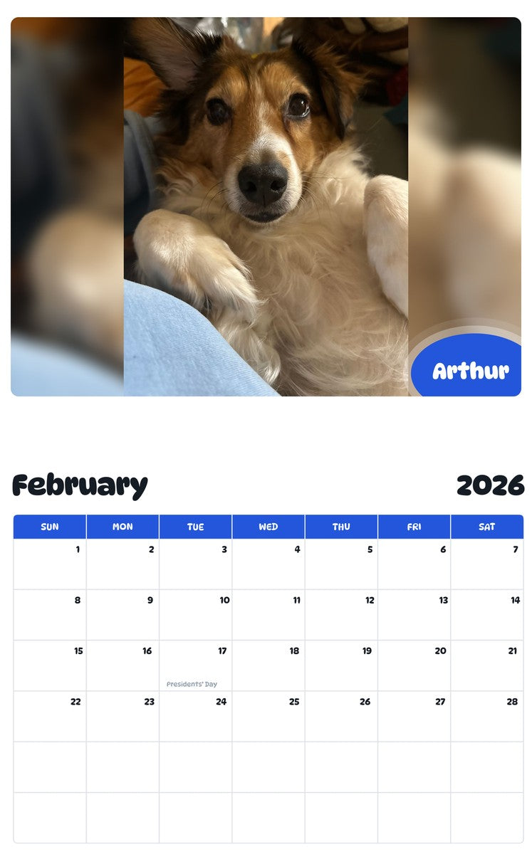 October 2025 - September 2026 Arthur - Pawidols Pet Calendar