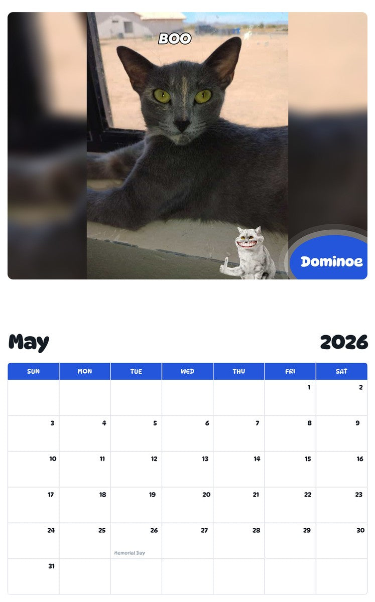 2026 - 2027 Dominoe - Pawidols Pet Calendar