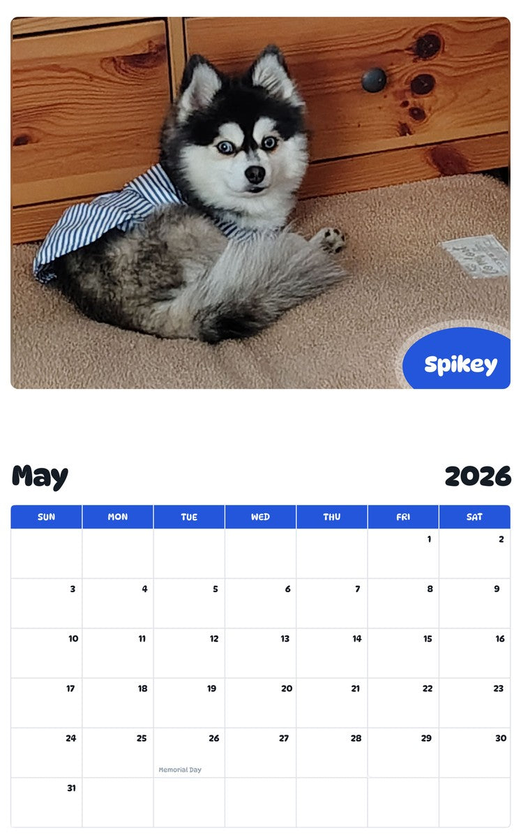 2026 - 2027 Spikey - Pawidols Pet Calendar