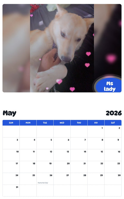 2026 - 2027 Ms lady - Pawidols Pet Calendar
