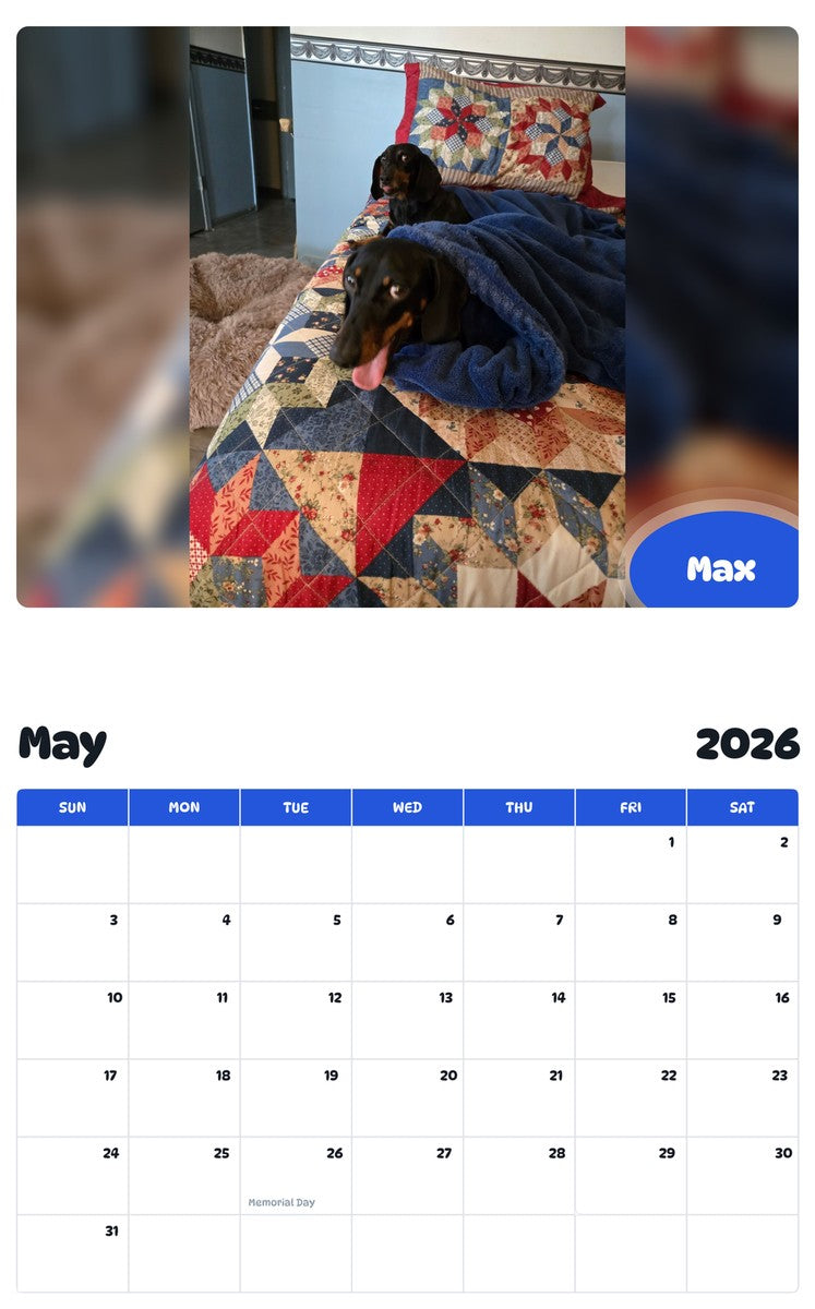 2026 - 2027 Max - Pawidols Pet Calendar