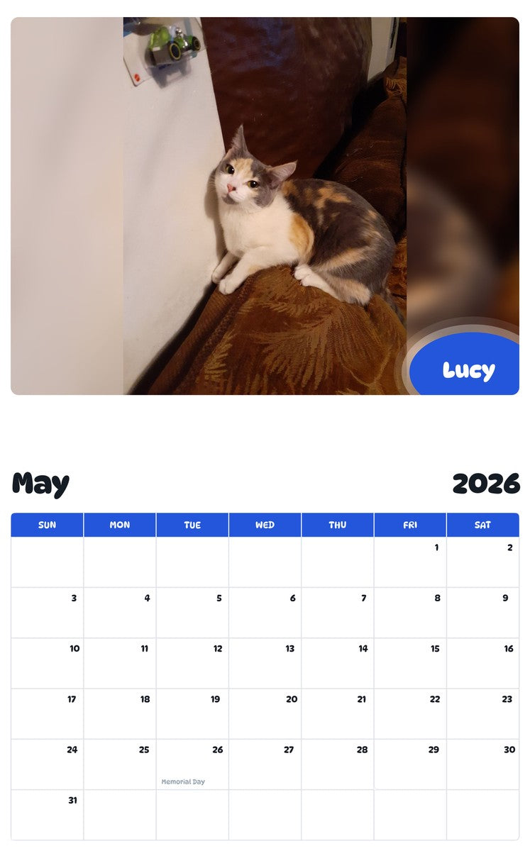 2026 - 2027 Lucy - Pawidols Pet Calendar