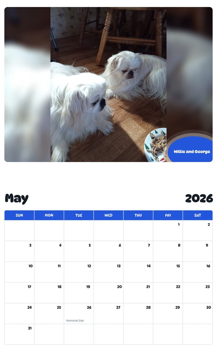 2026 - 2027 Willie and George - Pawidols Pet Calendar