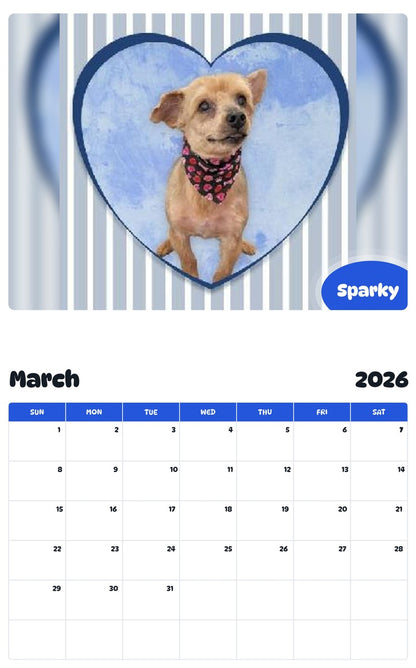 November 2025 - October 2026 Sparky - Pawidols Pet Calendar