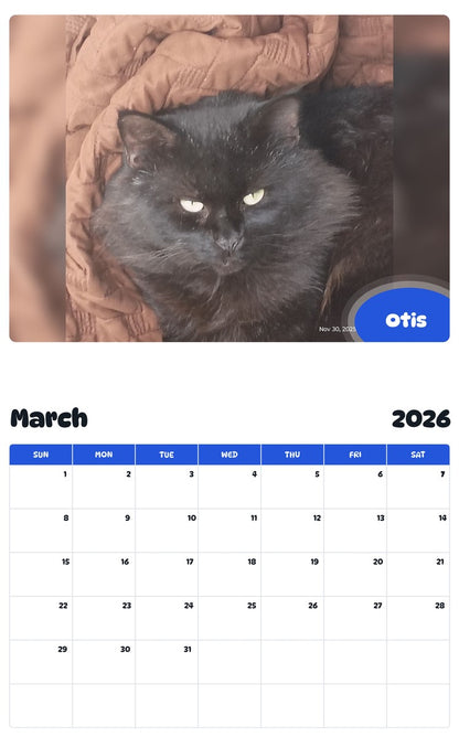 November 2025 - October 2026 Otis - Pawidols Pet Calendar